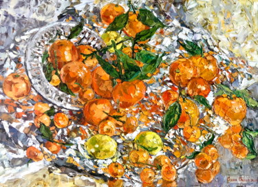 Картина под названием "Glow of tangerines" - Olga Sedykh, Подлинное произведение искусства, Масло