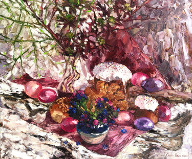Painting titled "Easter honeydew" by Olga Sedykh, Original Artwork, Oil