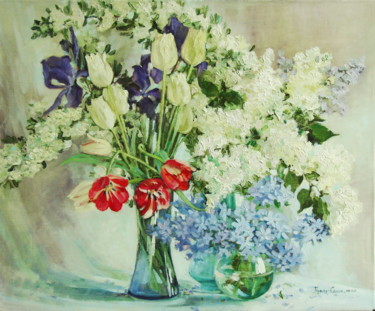 Картина под названием "White lilac" - Olga Sedykh, Подлинное произведение искусства, Масло