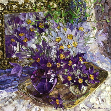 Картина под названием "Purple stars" - Olga Sedykh, Подлинное произведение искусства, Масло