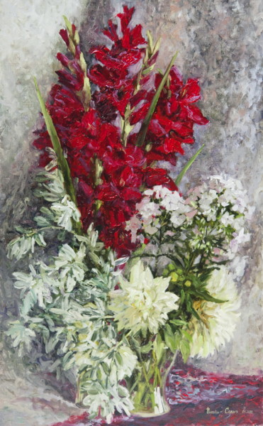 Картина под названием "Gladioluses" - Olga Sedykh, Подлинное произведение искусства, Масло
