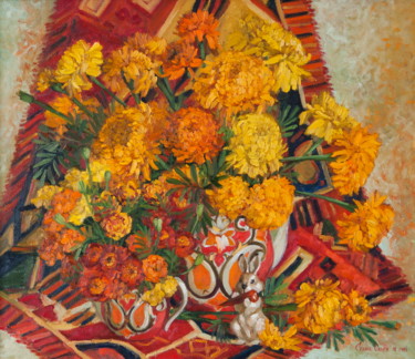 Painting titled "Marigold" by Olga Sedykh, Original Artwork, Oil