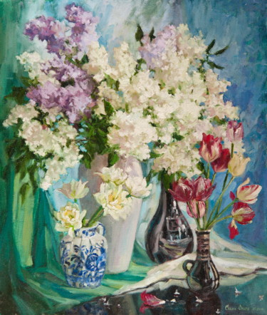 Картина под названием "Light Lilac" - Olga Sedykh, Подлинное произведение искусства, Масло