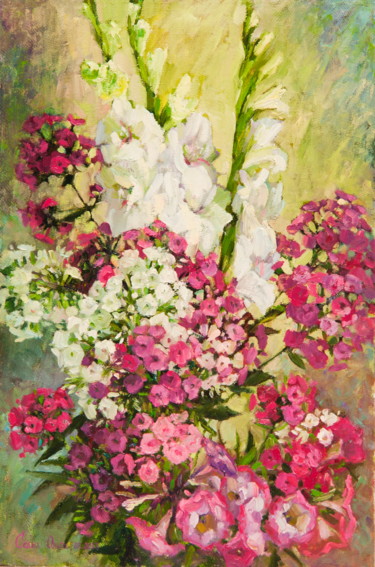 Painting titled "July Bouquet" by Olga Sedykh, Original Artwork, Oil