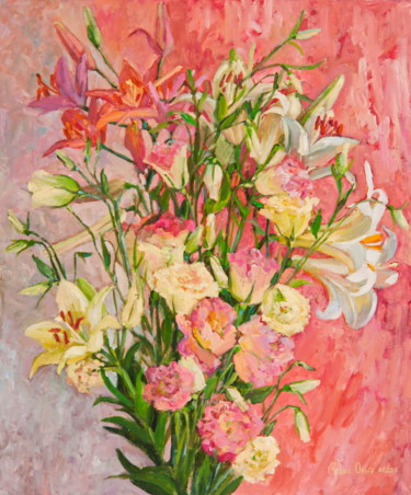 Painting titled "Coral bouquet" by Olga Sedykh, Original Artwork, Oil