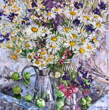 Painting titled "Bouquet Of Daisies" by Olga Sedykh, Original Artwork, Oil