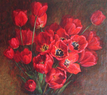 Painting titled "Tulips 2008" by Olga Sedykh, Original Artwork, Oil