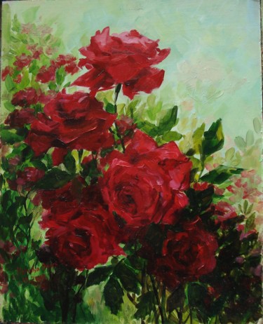 Картина под названием "Roses (Etude 2000)" - Olga Sedykh, Подлинное произведение искусства, Масло