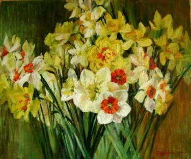 Картина под названием "Daffodils" - Olga Sedykh, Подлинное произведение искусства, Масло