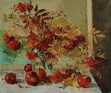 Картина под названием "Rowan with apples" - Olga Sedykh, Подлинное произведение искусства, Масло