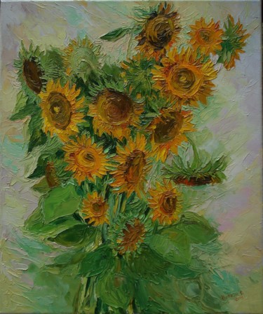 Картина под названием "Sunflowers 2001" - Olga Sedykh, Подлинное произведение искусства, Масло
