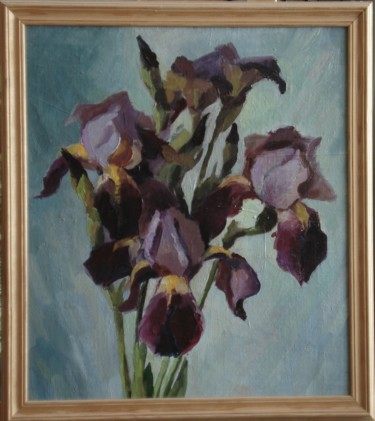 Картина под названием "Irises  2001" - Olga Sedykh, Подлинное произведение искусства, Масло