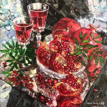 Картина под названием "Pomegranates" - Olga Sedykh, Подлинное произведение искусства, Масло