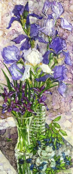 Peinture intitulée "iris flower" par Olga Sedykh, Œuvre d'art originale, Huile