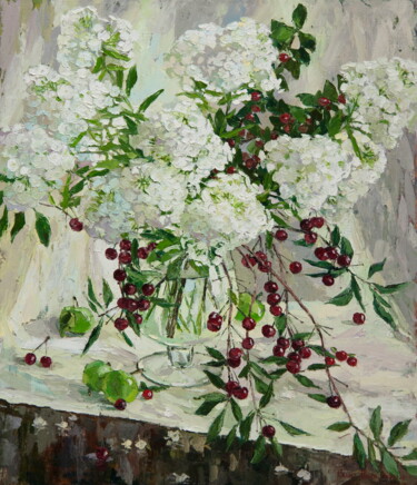 Картина под названием "Cherries in the clo…" - Olga Sedykh, Подлинное произведение искусства, Масло