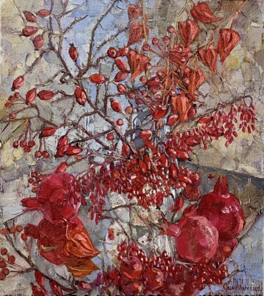 Pintura titulada "Berry feast. Flower…" por Olga Sedykh, Obra de arte original, Oleo
