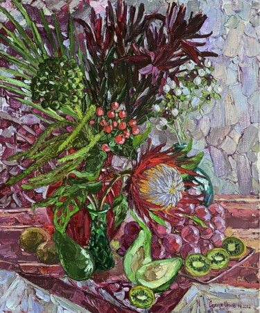 Painting titled "Exotic bouquet" by Olga Sedykh, Original Artwork, Oil