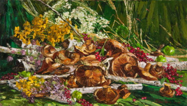 Картина под названием "Mushroom day" - Olga Sedykh, Подлинное произведение искусства, Масло