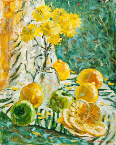Painting titled "lemons" by Olga Sedykh, Original Artwork, Oil
