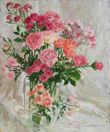 Painting titled "Roses" by Olga Sedykh, Original Artwork, Oil