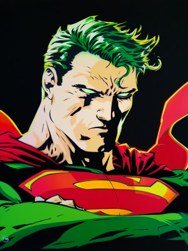 Painting titled "Superman - Green" by T'M, Original Artwork, Spray paint