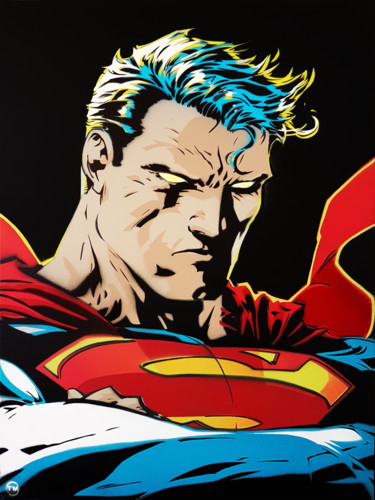 Schilderij getiteld "Superman - Turquoise" door T'M, Origineel Kunstwerk, Graffiti