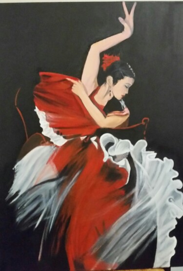 Pittura intitolato "Danseuse de Flamenco" da Thierry Navarre, Opera d'arte originale, Olio
