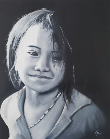 Картина под названием "Regard Vietnamien" - Thierry Navarre, Подлинное произведение искусства, Масло