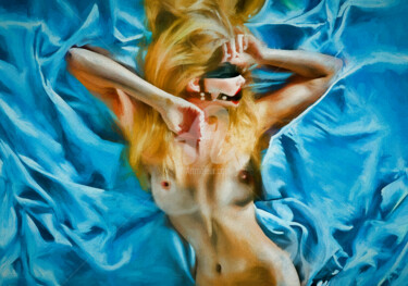 Digitale Kunst getiteld "Blue beauty 03" door Tobias Ginski, Origineel Kunstwerk, Digitaal Schilderwerk