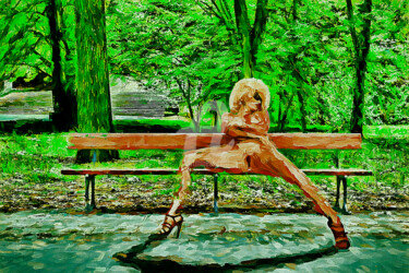 Digital Arts titled "resting on the bench" by Tobias Ginski, Original Artwork, Digital Painting