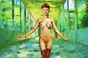 Digital Arts titled "Green G" by Tobias Ginski, Original Artwork, Digital Painting