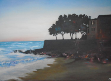 Painting titled "Fenêtre sur plage..…" by Chelo, Original Artwork, Oil
