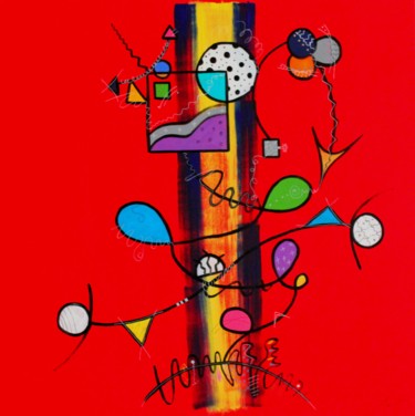 Painting titled "RED BALL" by Tocade, Original Artwork, Acrylic