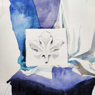 Plaster rosette, watercolor Painting titled "Plaster rosette, wa…" by Алексей Выдренков, Original Art, Watercolor Mounted on Cardboard