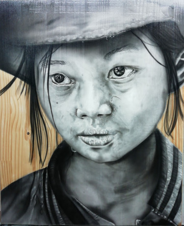 Schilderij getiteld "Laos" door Thierryl, Origineel Kunstwerk, Acryl Gemonteerd op Andere stijve panelen