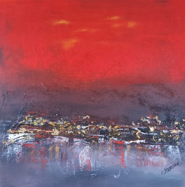 Malerei mit dem Titel "Red sun" von Nat Stresser, Original-Kunstwerk, Acryl