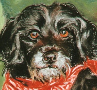 Zeichnungen mit dem Titel "Chien Rock" von Toine, Original-Kunstwerk, Pastell