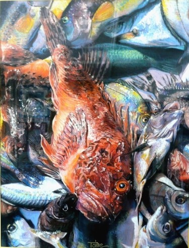 Drawing titled "Bouillabaisse" by Toine, Original Artwork, Pastel