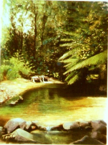 Painting titled "Fraîcheur, pastel s…" by Toine, Original Artwork, Oil
