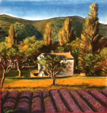 Painting titled "Drôme provençale" by Toine, Original Artwork, Oil