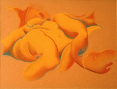 Drawing titled "Volupté mangue" by Toine, Original Artwork, Pastel