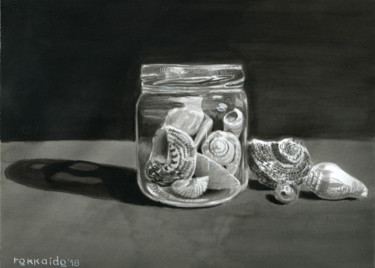 Disegno intitolato "Seashells in a Jar…" da Tokkaido, Opera d'arte originale, Inchiostro