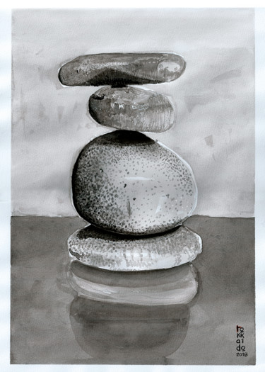 Рисунок под названием "Stonepile Ink Art" - Tokkaido, Подлинное произведение искусства, Чернила