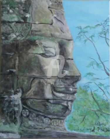 Painting titled "Bayon profile" by Tol Dana, Original Artwork, Acrylic