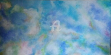 Painting titled "Ciel arc-en-ciel" by Tol Dana, Original Artwork, Acrylic Mounted on Wood Stretcher frame