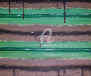 Painting titled "chocolat menthe" by Tol Dana, Original Artwork, Acrylic Mounted on Wood Stretcher frame