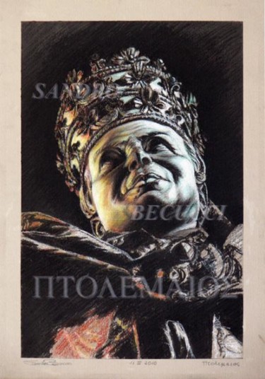 Pittura intitolato "POPE PIUS IX  Drowi…" da Tolemaios, Opera d'arte originale, Olio