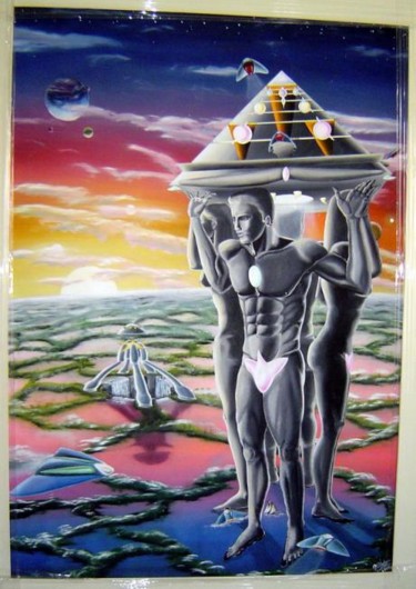 Pintura titulada "Su gezegeni - Water…" por Tolga Özkan, Obra de arte original, Oleo