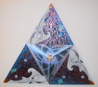 Painting titled "Crystal conciousnes…" by Tolga Özkan, Original Artwork, Acrylic Mounted on Wood Panel