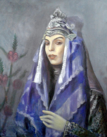 Painting titled "Beautiful woman" by Tohir Saidakilzade, Original Artwork, Oil